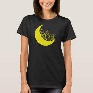 Illustration von Wildblumen, die aus dem Mond wach T-Shirt