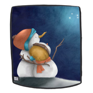 Illustration von Winter-Schneemännern, die zu den  Rucksack