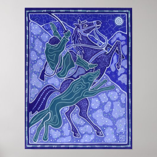 Illustration von Wölfen mit Pferderücken, Chase Poster (Vorne)