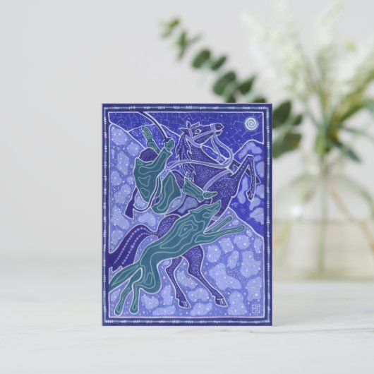 Illustration von Wölfen mit Pferderücken, Chase Postkarte (Stehend Vorderseite)