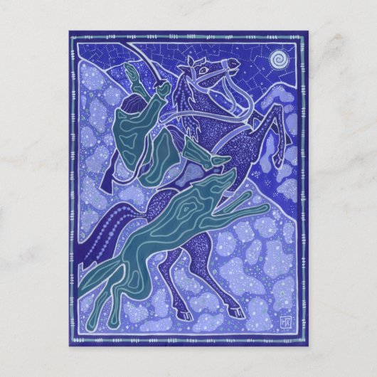 Illustration von Wölfen mit Pferderücken, Chase Postkarte (Vorderseite)