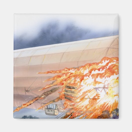 Illustration von Zeppelin, die in Flammen ausgebro Magnet (Vorne)