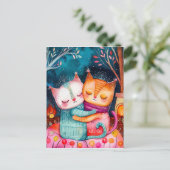 Illustration von zwei Katzen, die in einem gemütli Postkarte (Stehend Vorderseite)