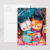 Illustration von zwei Katzen, die in einem gemütli Postkarte (Vorne/Hinten)