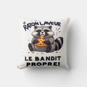 Illustration Waschbär Humor Der saubere Bandit Kissen
