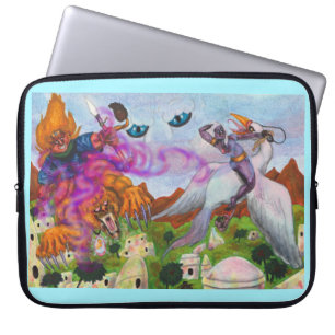 Illustration Wasserfarbe Fantasie Krieger reiten L Laptopschutzhülle