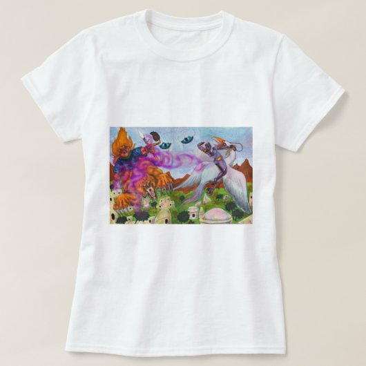 Illustration Wasserfarbe Fantasie Krieger reiten L T-Shirt (Design vorne)