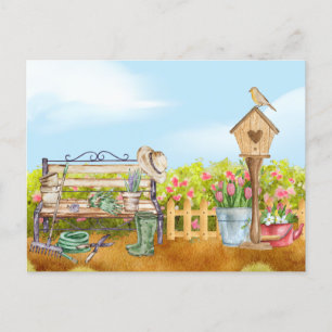 Illustration Watercolor Gardener Postkarte