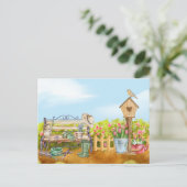 Illustration Watercolor Gardener Postkarte (Stehend Vorderseite)