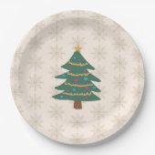 Illustration Weihnachtsbaum Schneeflockenmuster Pappteller (Vorderseite)