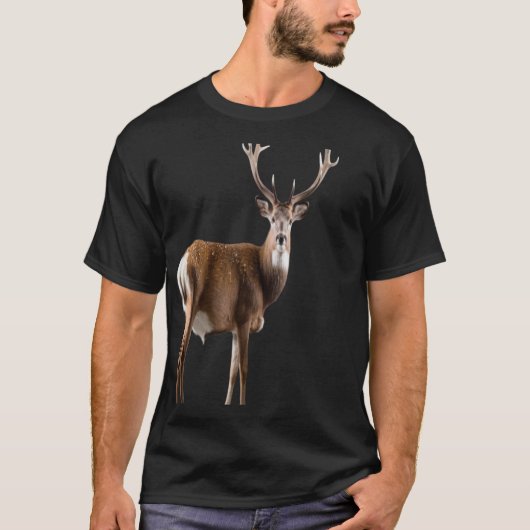 Illustration Wildtiere niedlich Cerf retro Deer Lo T-Shirt (Vorderseite)