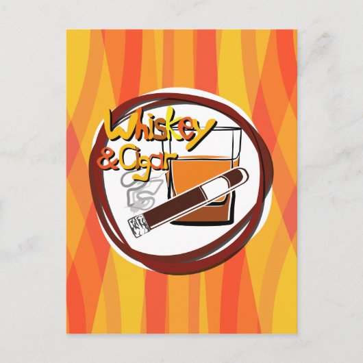 Illustration Wiskey und Cigar Postkarte (Vorderseite)
