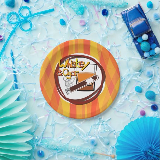 Illustration Wiskey und Zigarre Pappteller (Party)