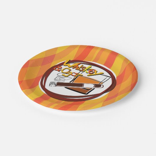 Illustration Wiskey und Zigarre Pappteller (Schrägansicht)