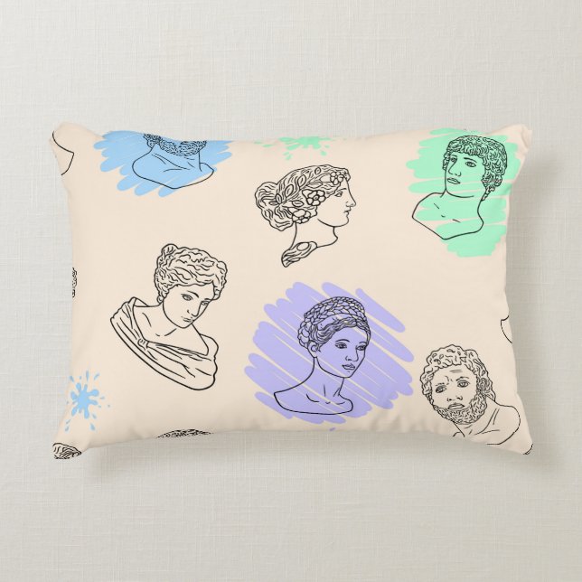 Illustration with the contours of Greek statues. B Dekokissen (Vorderseite)