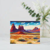 Illustration Wüste Landschaft Postkarte (Stehend Vorderseite)