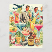 Illustration zu Vintagen Cocktailgetränken Postkarte (Vorderseite)