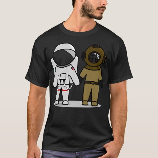 Illustration zum Astronauten und zum Tauchen T-Shirt (Vorderseite)