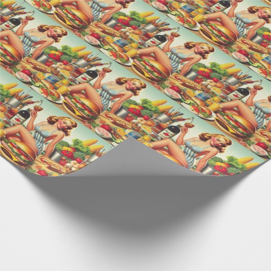 Illustration zum Button Vintager Lebensmittel Geschenkpapier (Ecke)