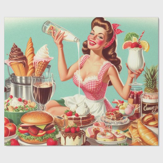 Illustration zum Button Vintager Lebensmittel Geschenkpapier (Flach)