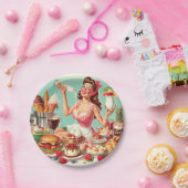 Illustration zum Button Vintager Lebensmittel Pappteller (Party)