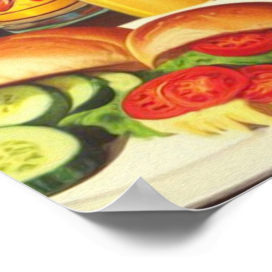 Illustration zum Button Vintager Lebensmittel Poster (Ecke)