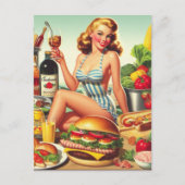 Illustration zum Button Vintager Lebensmittel Postkarte (Vorderseite)