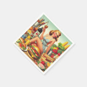 Illustration zum Button Vintager Lebensmittel Serviette (Ecke)