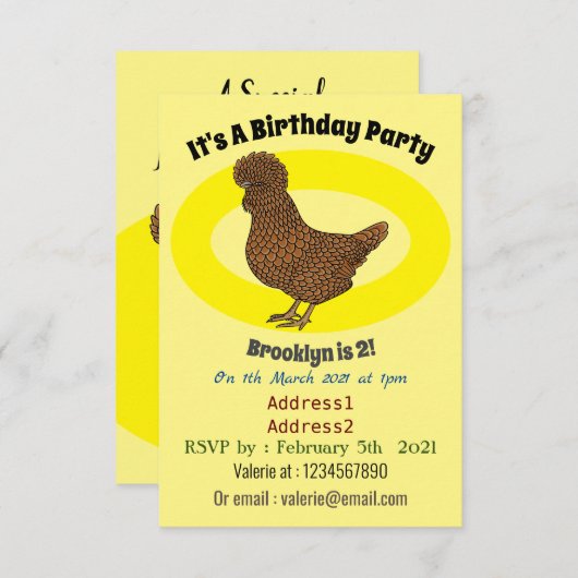 Illustration zum Cartoon von Chamois-Hühnchen Einladung (Vorne/Hinten)