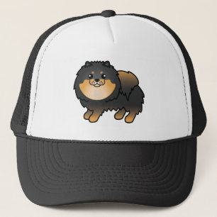 Illustration zum Cartoon von Hunden mit schwarzem  Truckerkappe