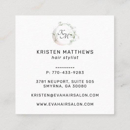 Illustration zum Design der Aquarellhaare Quadratische Visitenkarte (Rückseite)