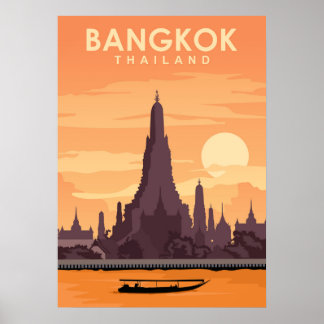 Illustration zum digitalen Reisen in Bangkok Thail Poster