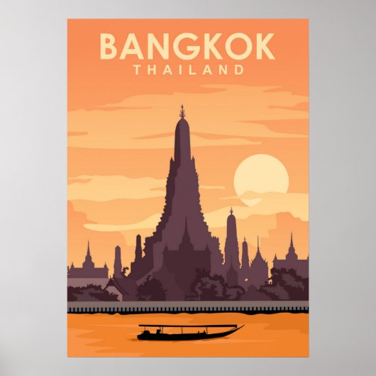 Illustration zum digitalen Reisen in Bangkok Thail Poster (Vorne)