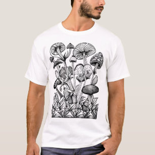 Illustration zum Färben von Blumen und Pilzen T-Shirt