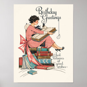 Illustration zum Geburtstag eines Vintage-Buchlieb Poster