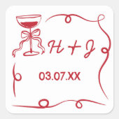 Illustration zum Hochzeitskleber mit weißlicher Ha Quadratischer Aufkleber (Vorderseite)