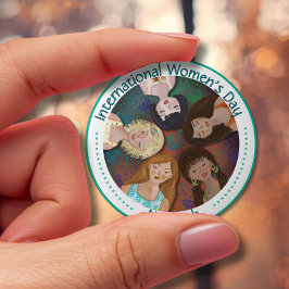 Illustration zum Internationalen Frauentag farbenf Button