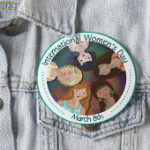Illustration zum Internationalen Frauentag farbenf Button