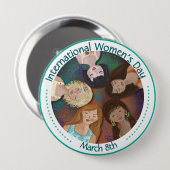 Illustration zum Internationalen Frauentag farbenf Button (Vorne & Hinten)