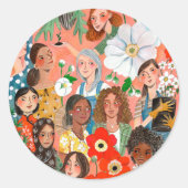 Illustration zum Internationalen Frauentag Runder Aufkleber (Vorderseite)