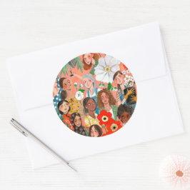 Illustration zum Internationalen Frauentag Runder Aufkleber