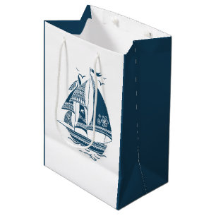 Illustration zum Navy-Blue-Wind-Segeln von Wassers Mittlere Geschenktüte