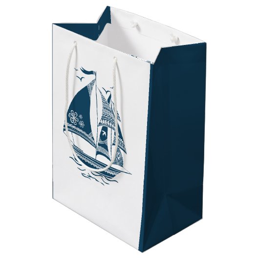 Illustration zum Navy-Blue-Wind-Segeln von Wassers Mittlere Geschenktüte (Rückseite Schrägansicht)