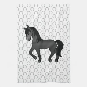 Illustration zum Niedlichen Cartoon von Black Trot Geschirrtuch