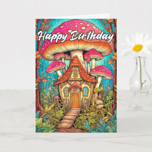 Illustration zum niedlichen Mushroom House Karte