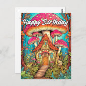 Illustration zum niedlichen Mushroom House Postkarte (Vorne/Hinten)