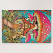 Illustration zum niedlichen Mushroom House Puzzle (Horizontal)