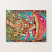 Illustration zum niedlichen Mushroom House Puzzle (Horizontal)