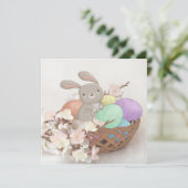 Illustration zum Osterhasen, Ostereier und Blume Einladung (Stehend Vorderseite)