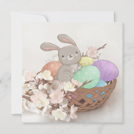 Illustration zum Osterhasen, Ostereier und Blume Einladung (Vorderseite)
